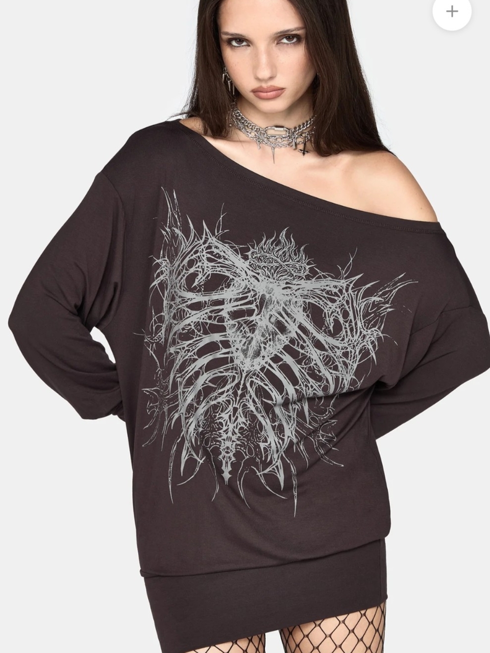 Disturbia Gothic Skeleton Graphic Long Sleeve Dress US 14.